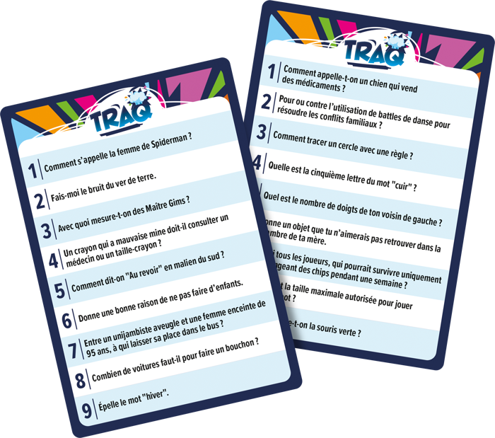 Cartes du jeu TRAQ