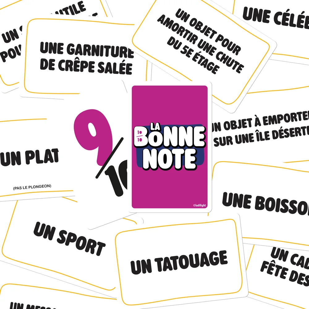 Les cartes Catégories étalées sur la table