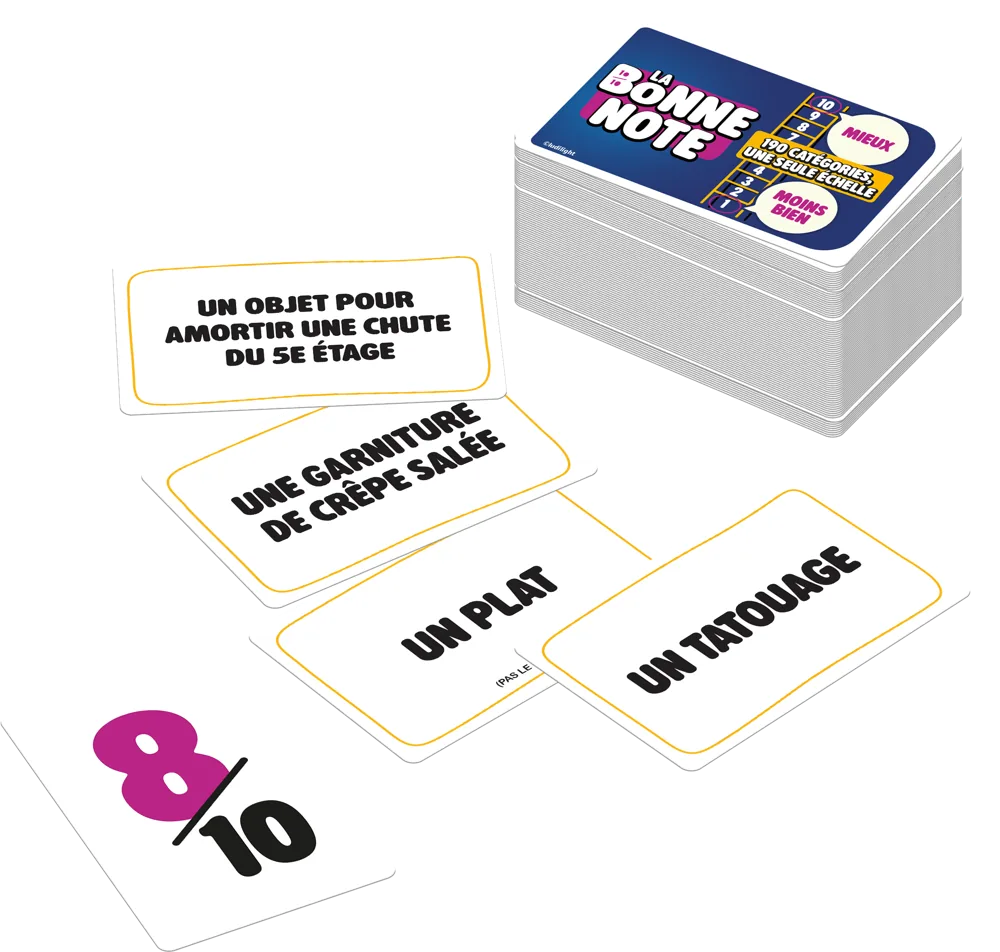 Le paquet de cartes Catégories et une carte Note