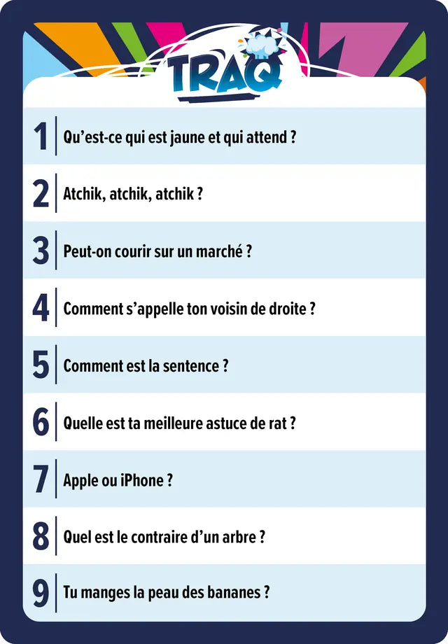 Carte de questions TRAQ numéro 1