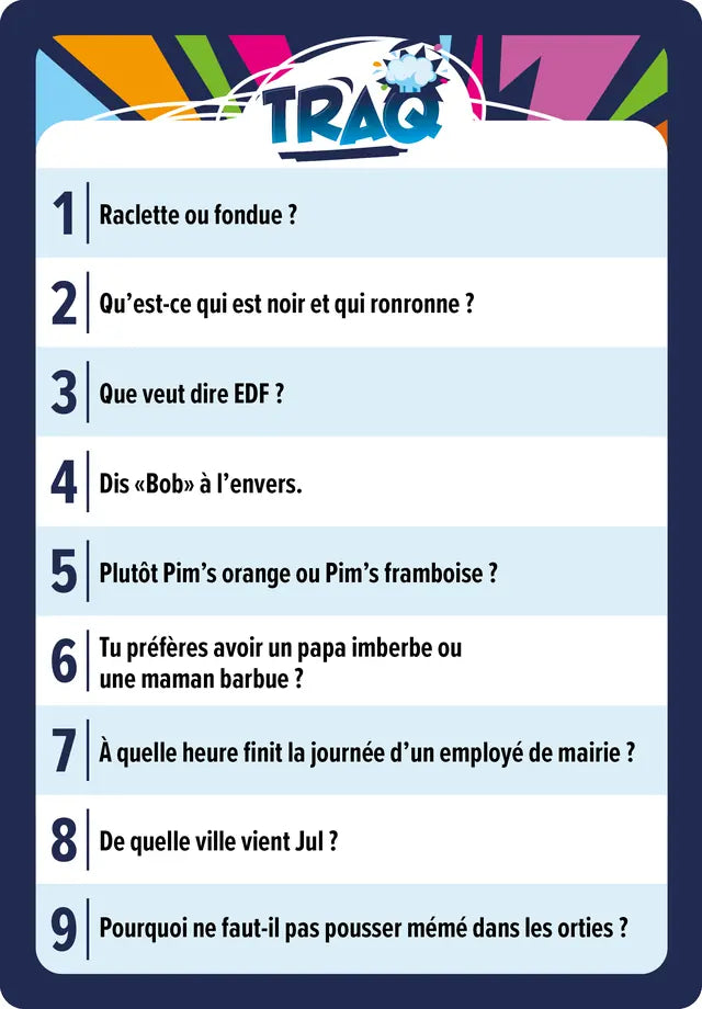 Carte de questions TRAQ numéro 9
